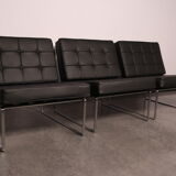 Set of 3 lounge chairs in black leather - model 024 - by Kho Liang Ie for Artifort - The Netherlands