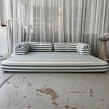 Vintage green and white striped sofa bed