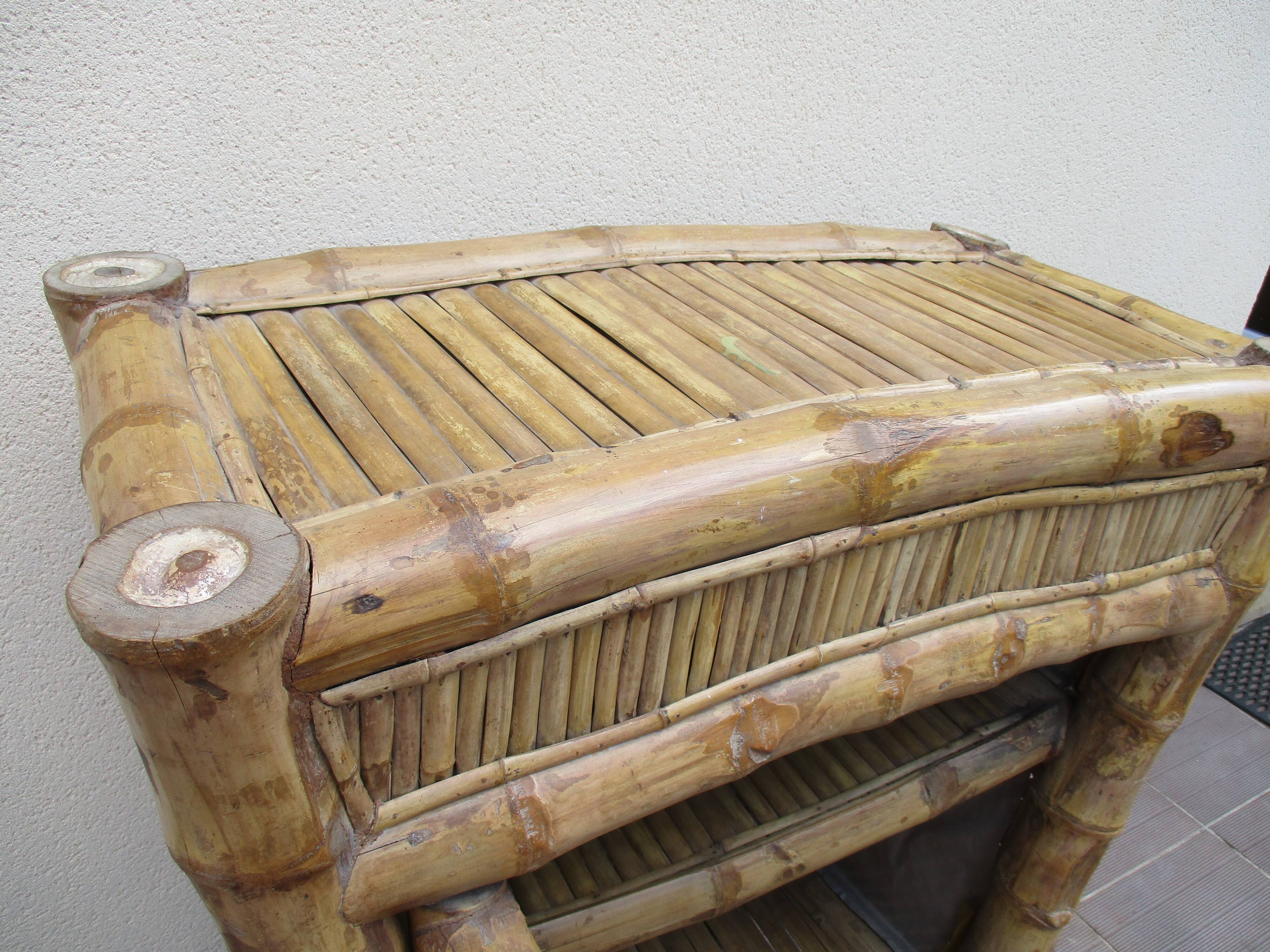 Bamboo and rattan chest of drawers