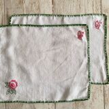 12 old hemp embroidered placemats - 39x27 cm