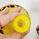 2 flacons art déco en verre jaune et marron Franz Welz