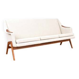 Mid-Century Norwegian Teak & Boucle Sofa from Rekkedal & Vartdal Furniture, 1960s.