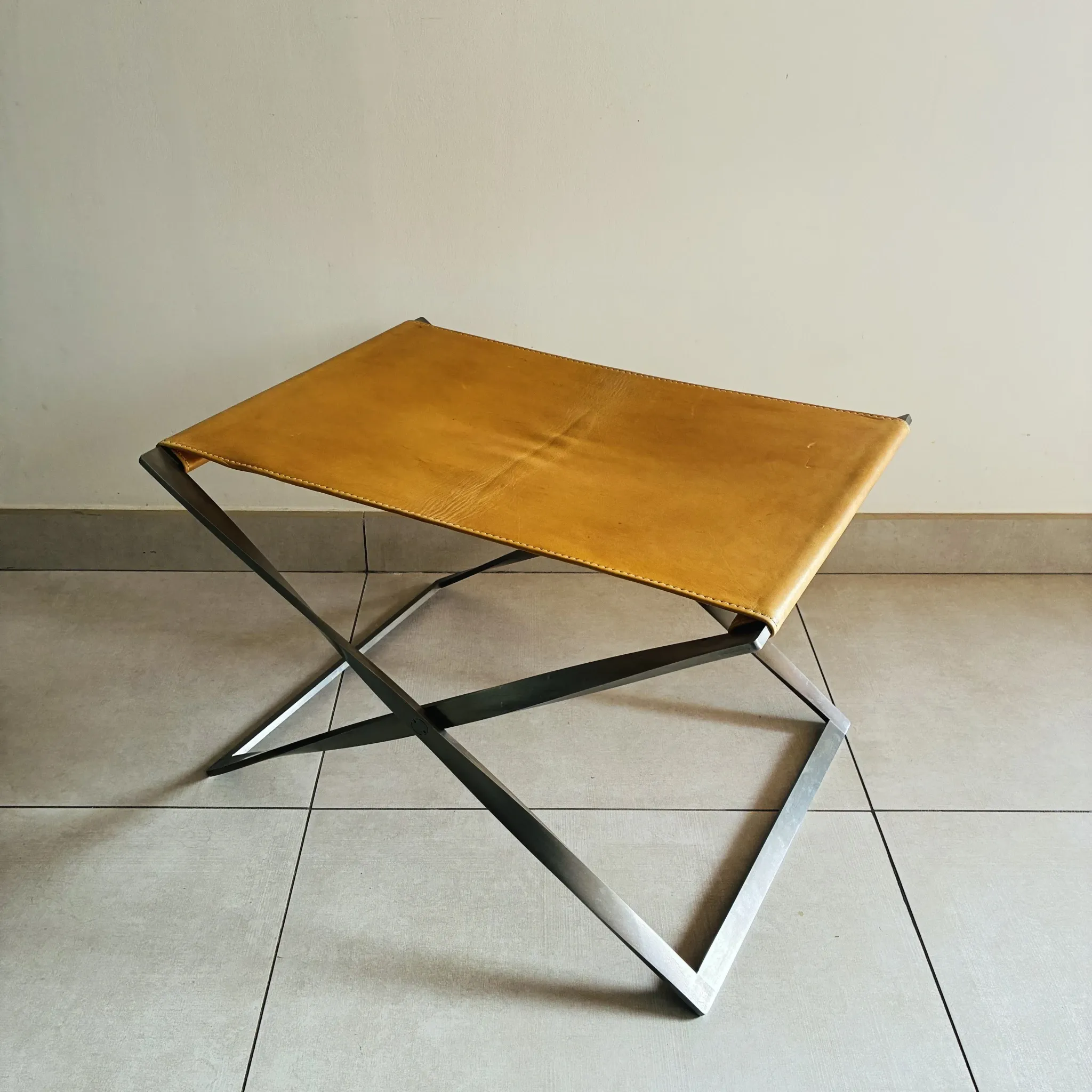 Folding Stool PK91 by Poul Kjaerholm - Fritz Hansen Edition Leather