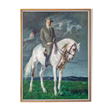 Ricardo ARENYS GALDON - Camilo José Cela - Portrait en pied sur un cheval.