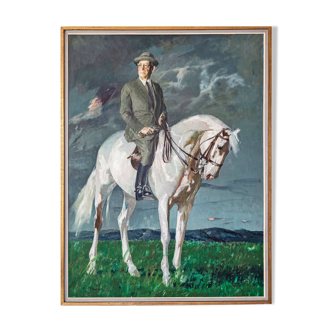 Ricardo ARENYS GALDON - Camilo José Cela - Full Length portrait on a horse.