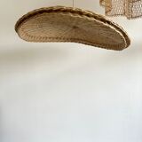 Rattan suspension or shade in the shape of a braided undulating circular tray d:80
