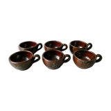 6 cups enamelled sandstone, Pierre Bernier and Isabelle Roger, 80s