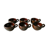 Set de 6 tasses en grès émaillé Pierre Bernier et Isabelle Roger, années 80