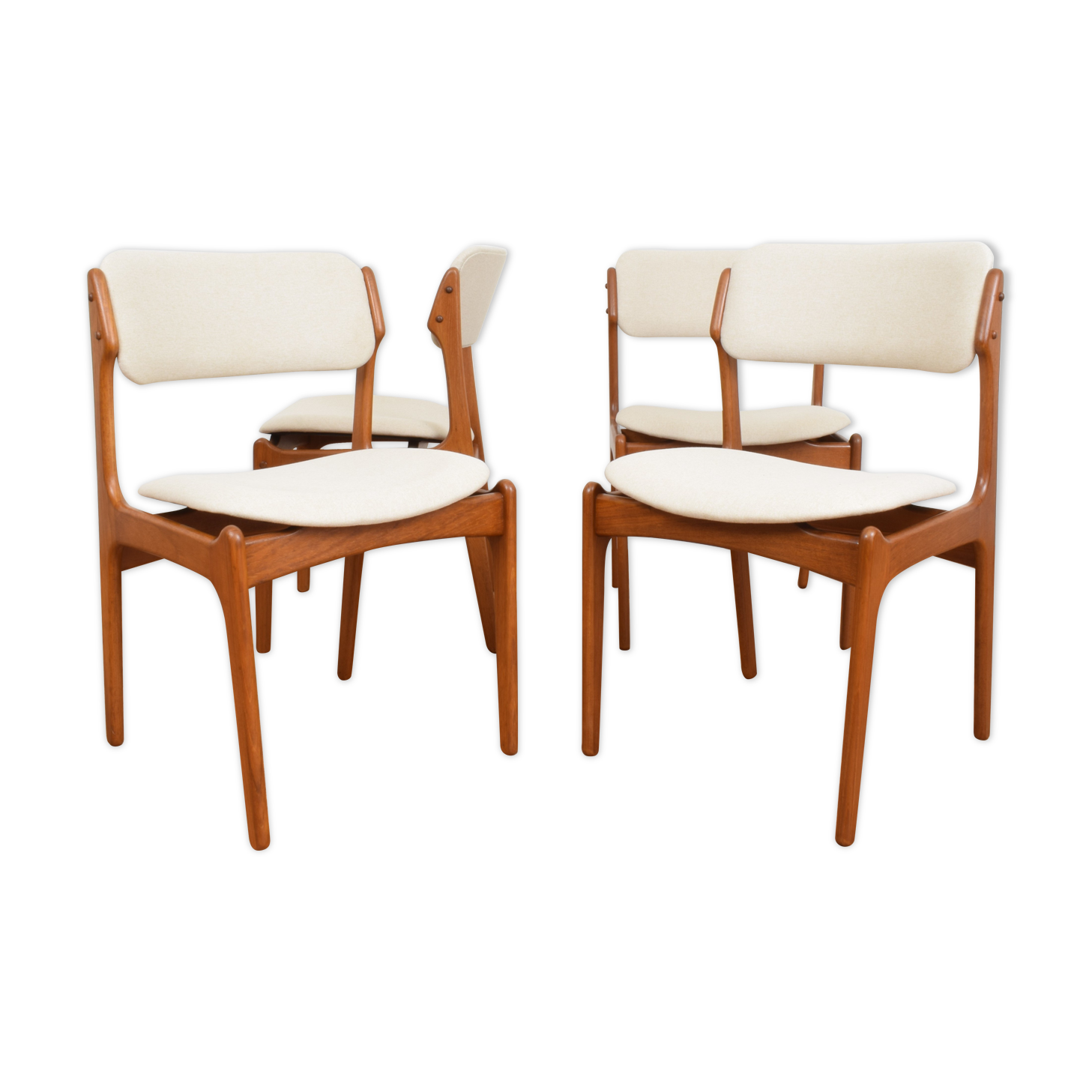 Mid-Century Danish Teak Dining Chairs by Erik Buch for O.D. Møbler, 1960s, Set of 4