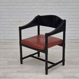 1970s, set of 4 Finnish armchairs by Lepokalusto, original condition, birch wood, leather.