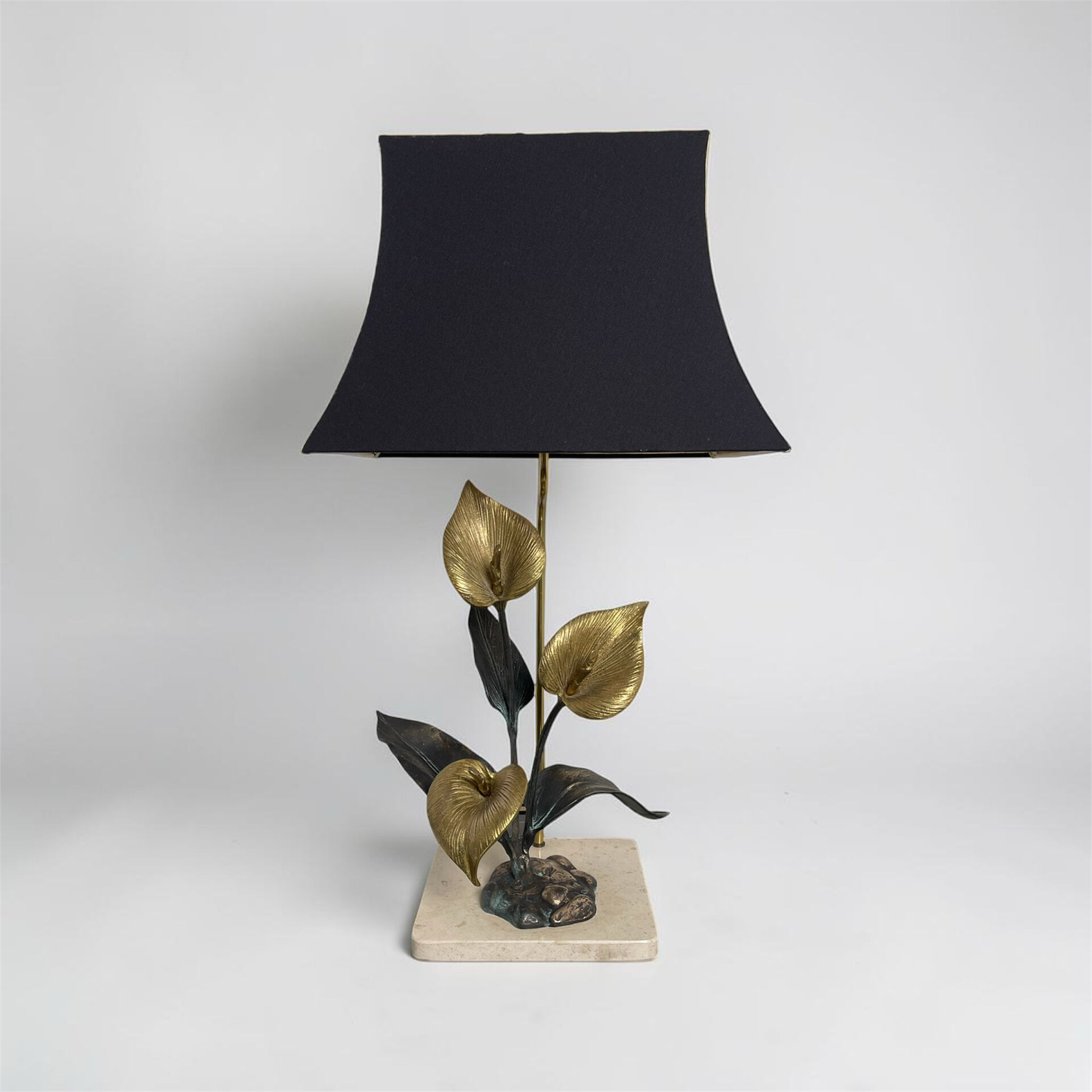 Lampe florale bronze 1970