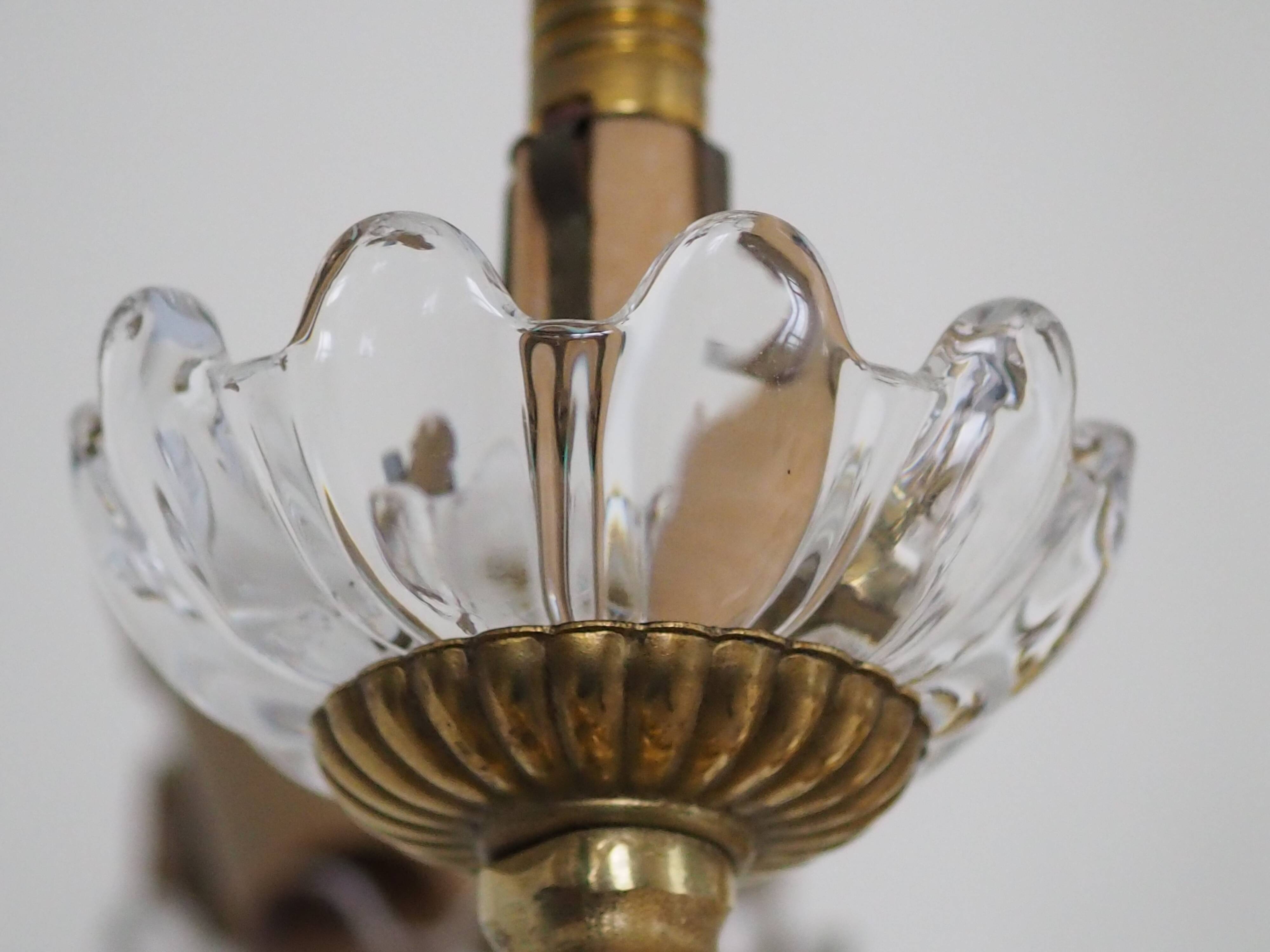 Solid bronze chandelier with crystal pendants and candle holders - Lucien GAU