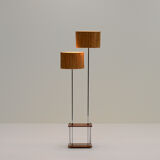 Double shade teak and chrome floor lamp, 60s.