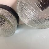 Pair of round ceiling lights in glass ice vintage 60-70s