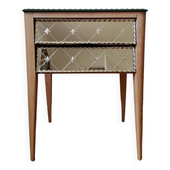 Art Deco style mirrored bedside table