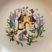 6 assiettes à dessert Salins motifs style Lurçat