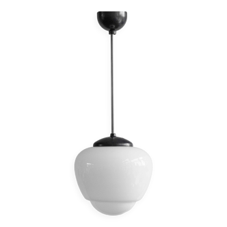 Lampe d'école tchécoslovaque vintage en verre et bakélite, années 1960