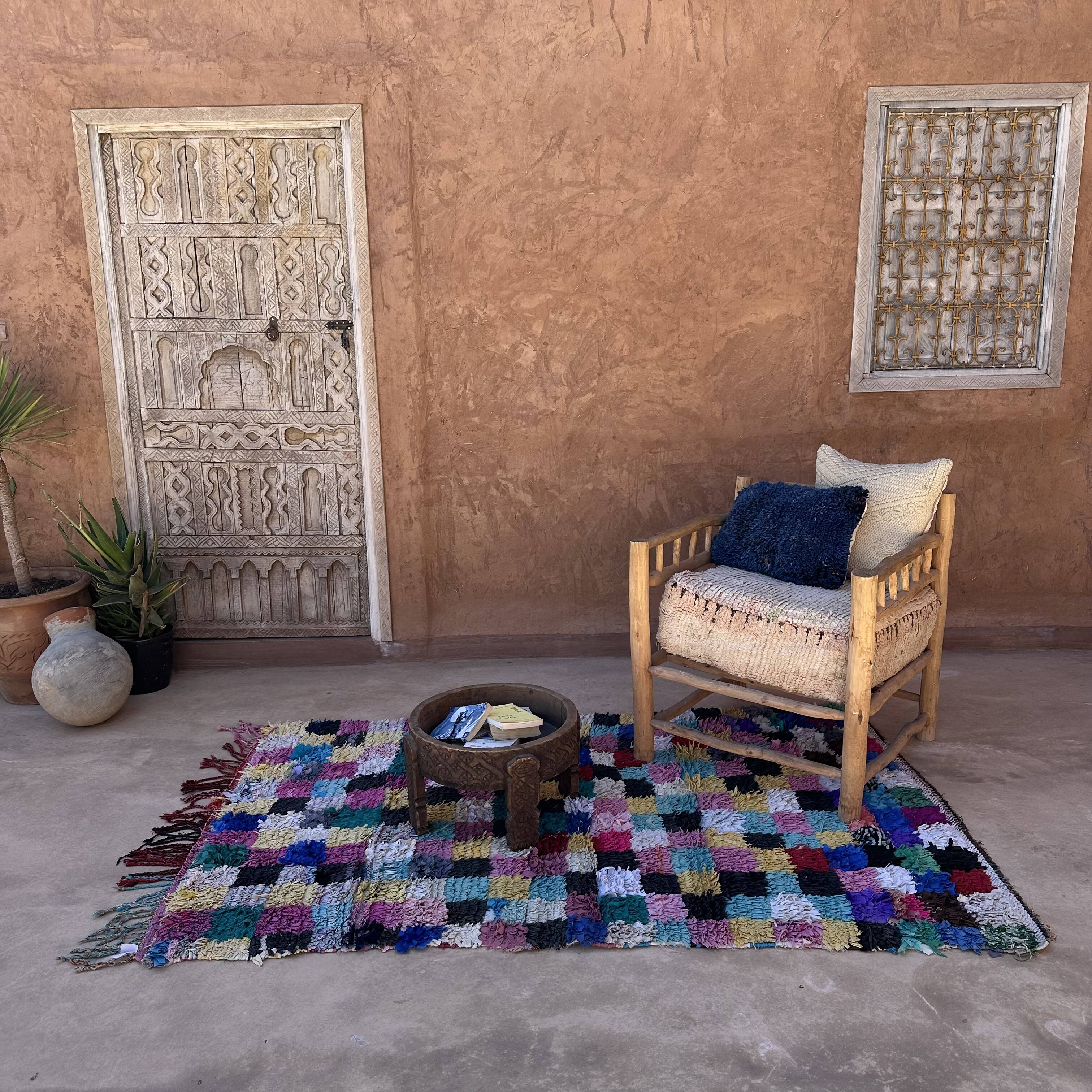 Colorful Boucherouite Moroccan rug - 128 x 208 cm