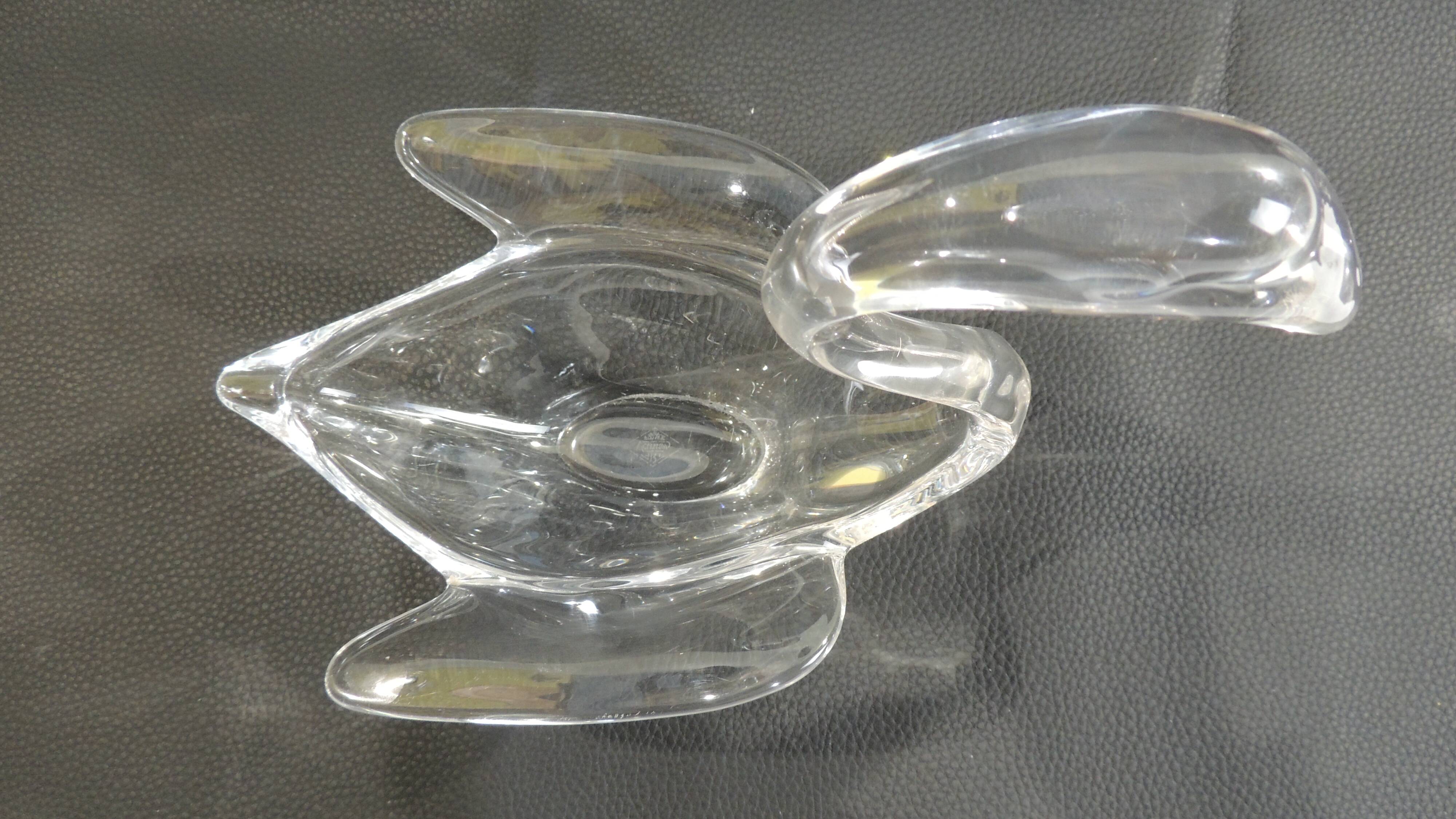 Swan Trinket Crystal Glass Art Vannes-Le-Chatel /Vintage 1960