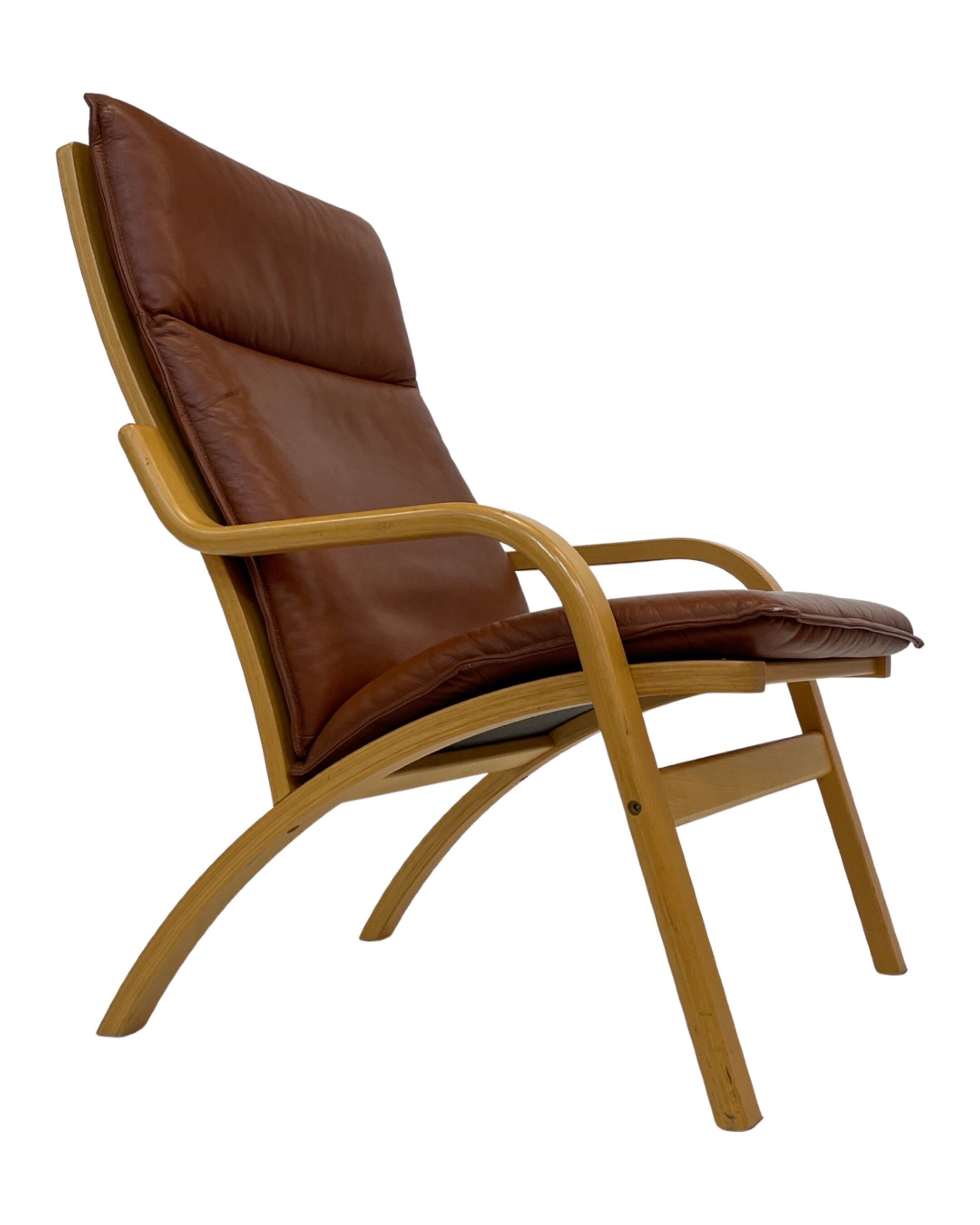 Vintage Danish armchair cognac leather by Stouby