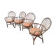 Suite of 4 chairs in bamboo wood curved