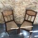 Pair old chair style louis xvi wood + seat & back cannée vintage