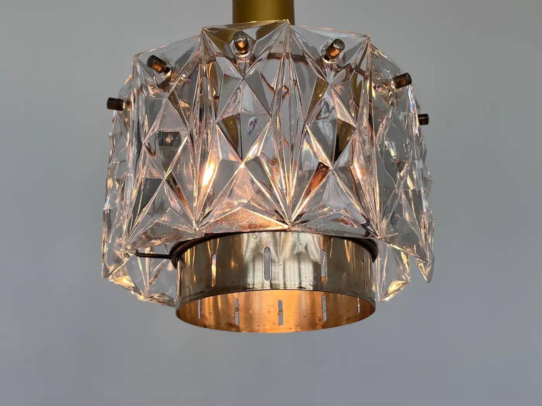 Pair of midcentury glass chandeliers/pendants by Kinkeldey, Germany, 1970s
