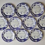 Service of 10 Plates, design by Yves Blayo Paris, 80s, 21 cm