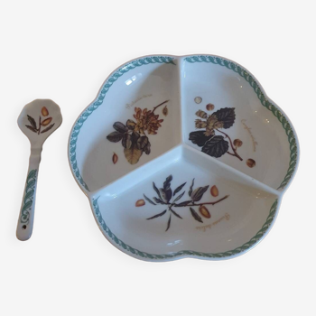Appetizer plate and its porcelain spoon the terrine botaniche vintage tognana porcelain