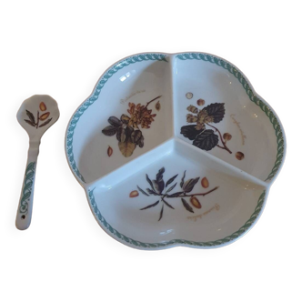 Appetizer plate and its porcelain spoon the terrine botaniche vintage tognana porcelain