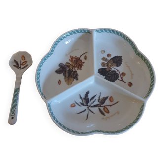 Assiette apéritive et sa cuillère en porcelaine le terrine botaniche porcelaine tognana vintage