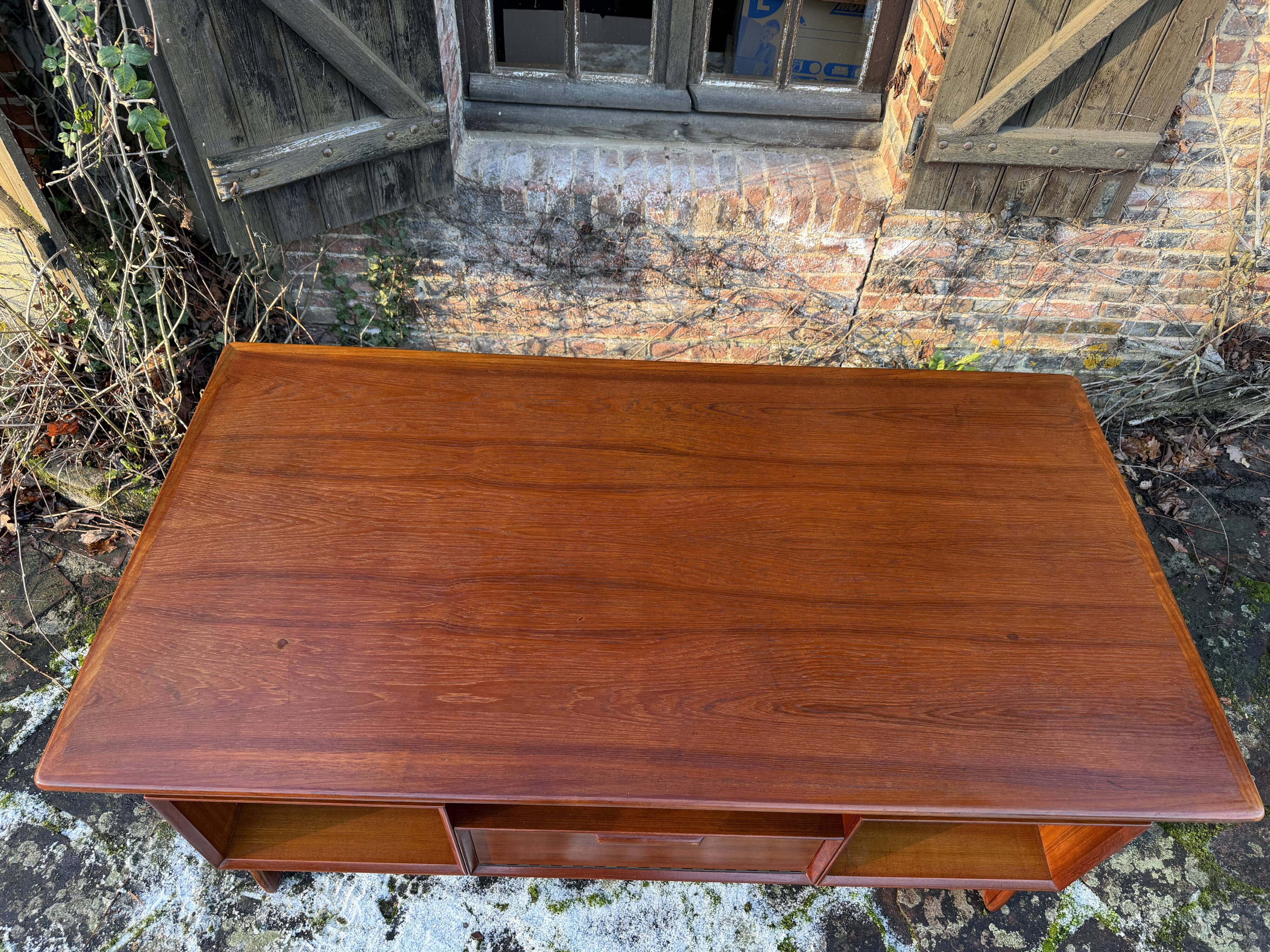 Danish teak desk Gunni Omann no. 75 from the 1960s.