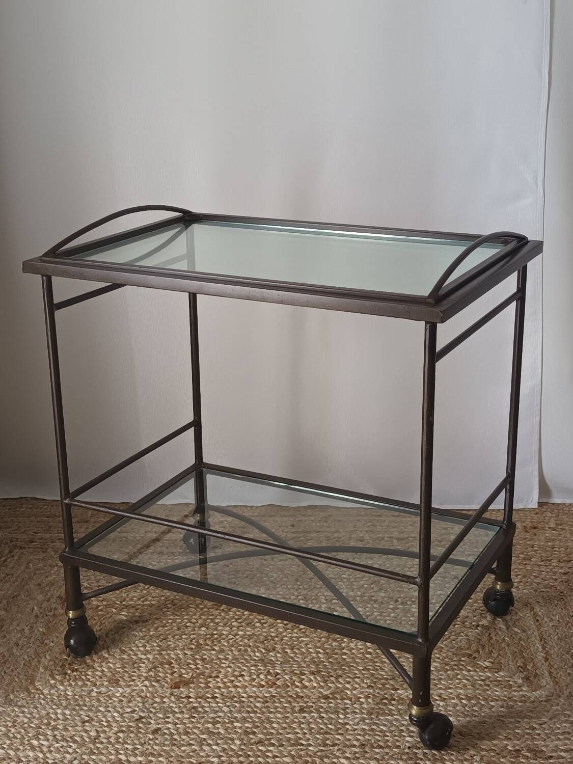 Vintage metal and glass server