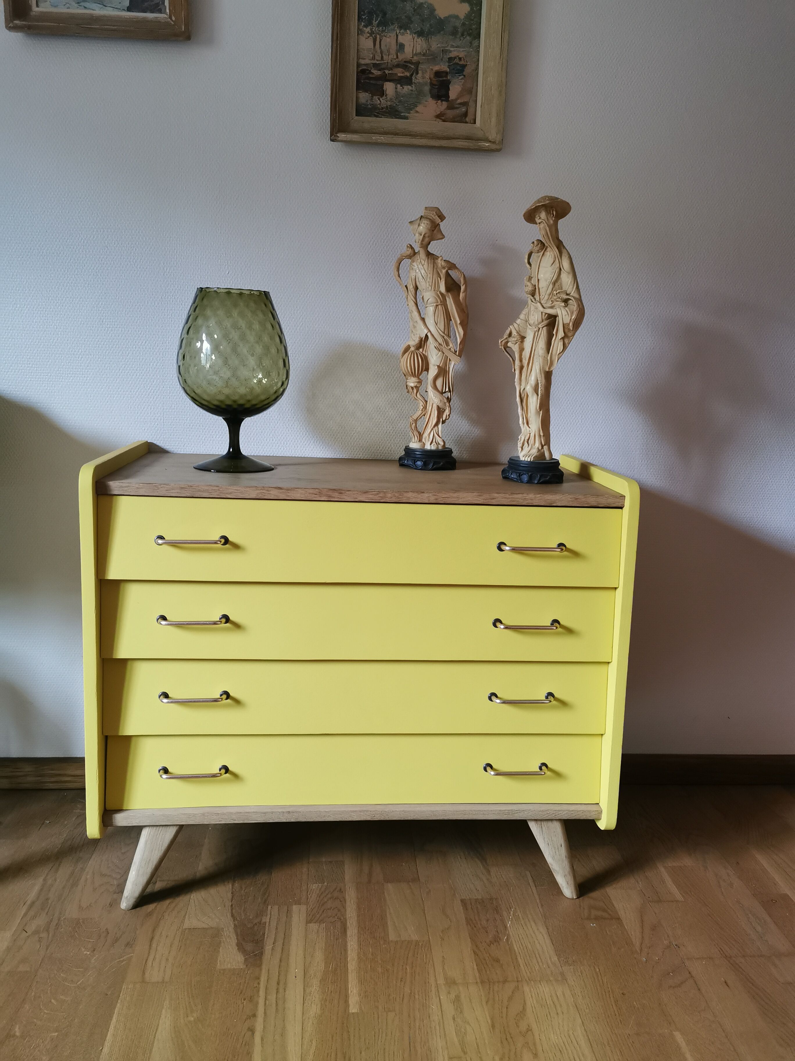 Vintage chest of drawers restyled feet compass
