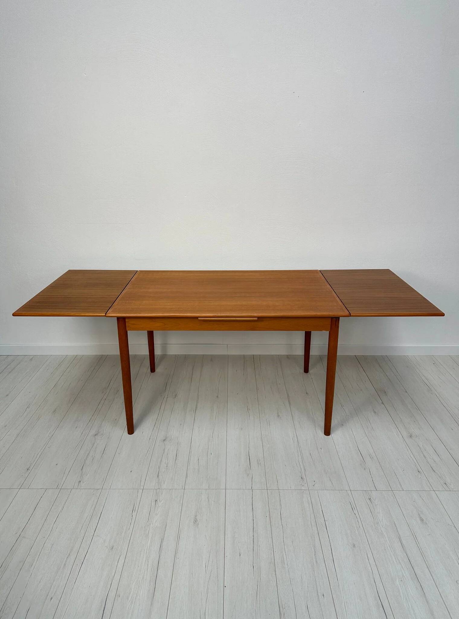 1960s Large Vintage Minimalistic Teak Extendable Dining Table