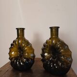 Set of 2 smoked cognac bottle soliflores