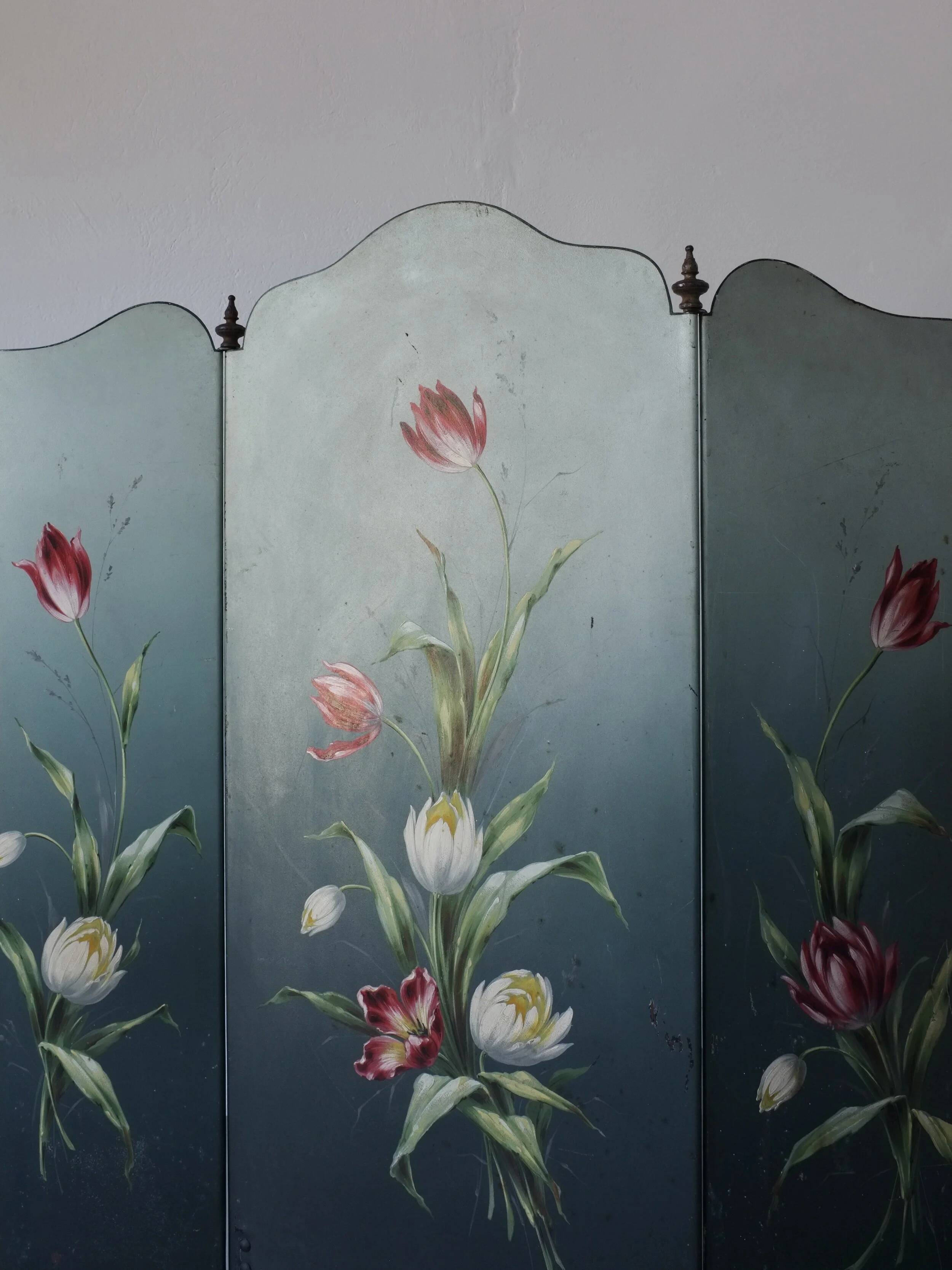 Art Nouveau hand-painted fireplace screen | 1920s