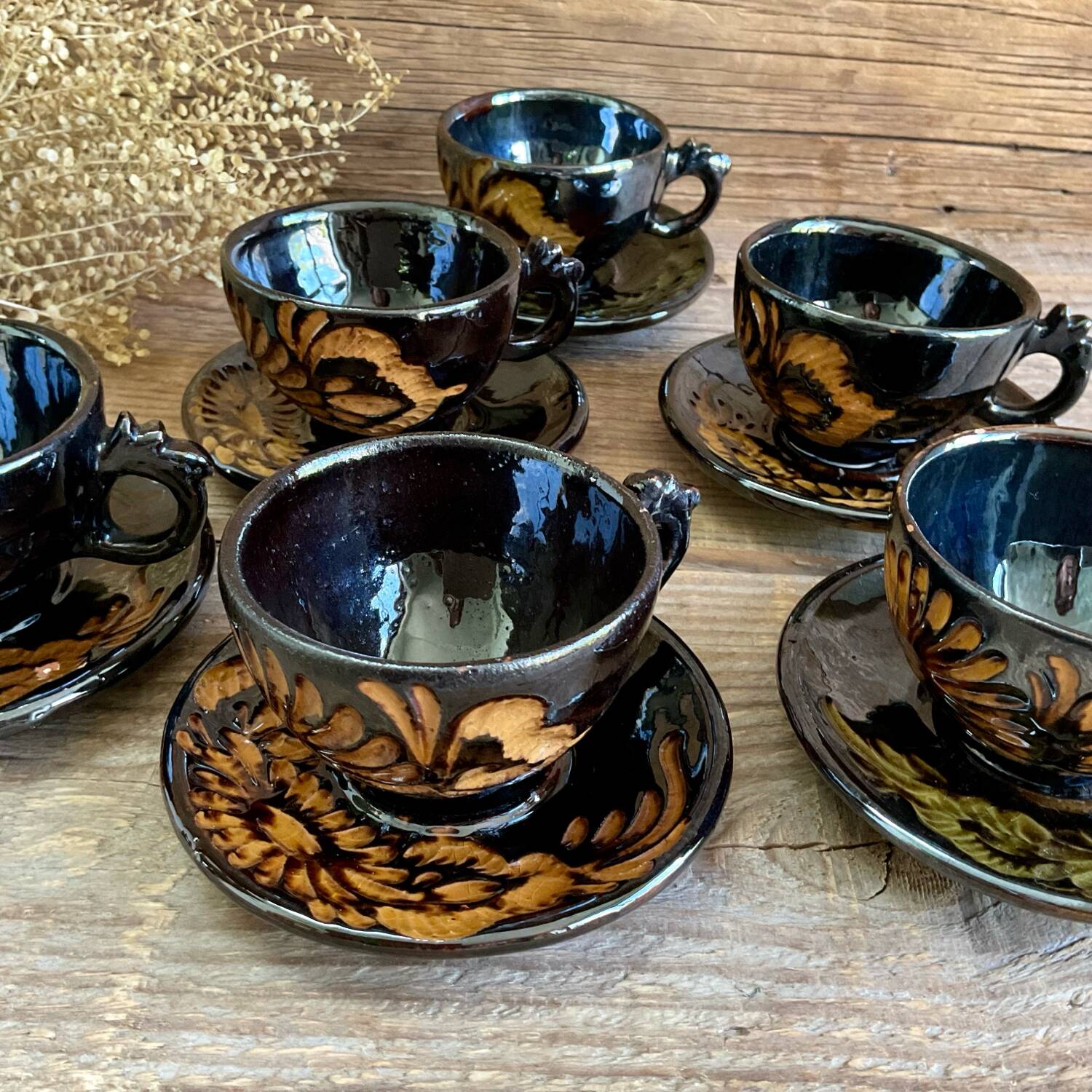 6 tasses artisanales vintage