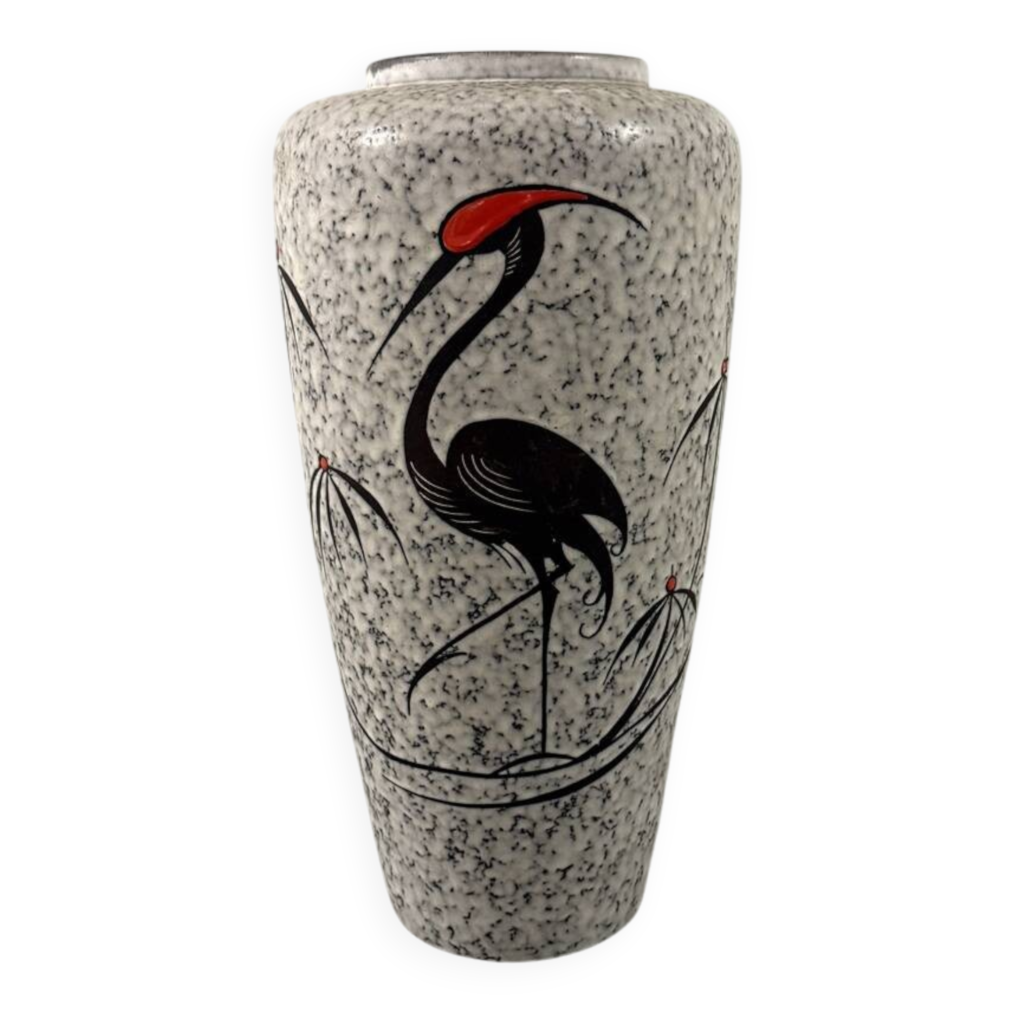 West-Germany pottery vase crane floor vase 1960’s