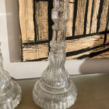 Paire de bougeoirs en verre anciens