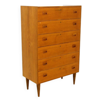 Commode scandinave "tallboy" en teck, Suède, 1960