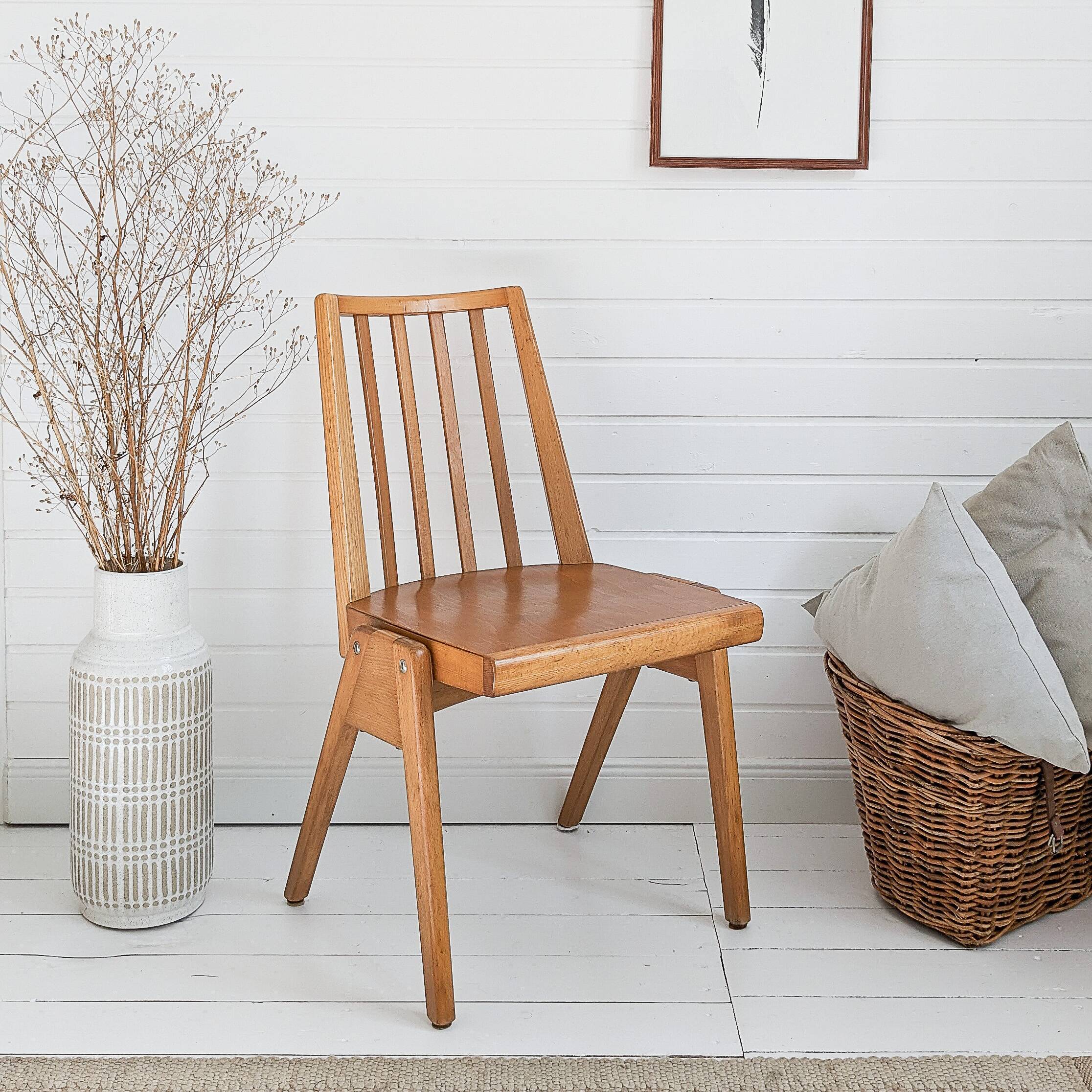 Set of 4 Danish Design Mid Century Wooden Stacking Chairs Streben Vintage Skandi Wooden Chair