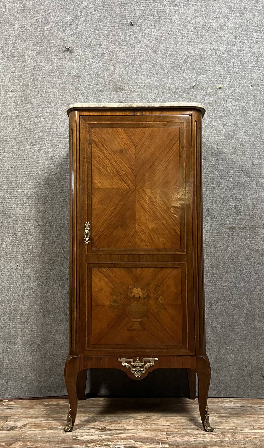 Louis XV style cabinet in marquetry circa 1850