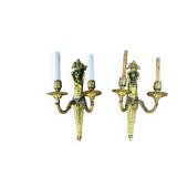 Pair of gilt bronze wall sconces with caryatid and Atlante decoration, 18th century.