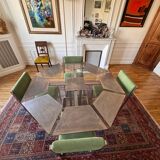 Vintage 1970s design table + 4 chairs || Unique piece