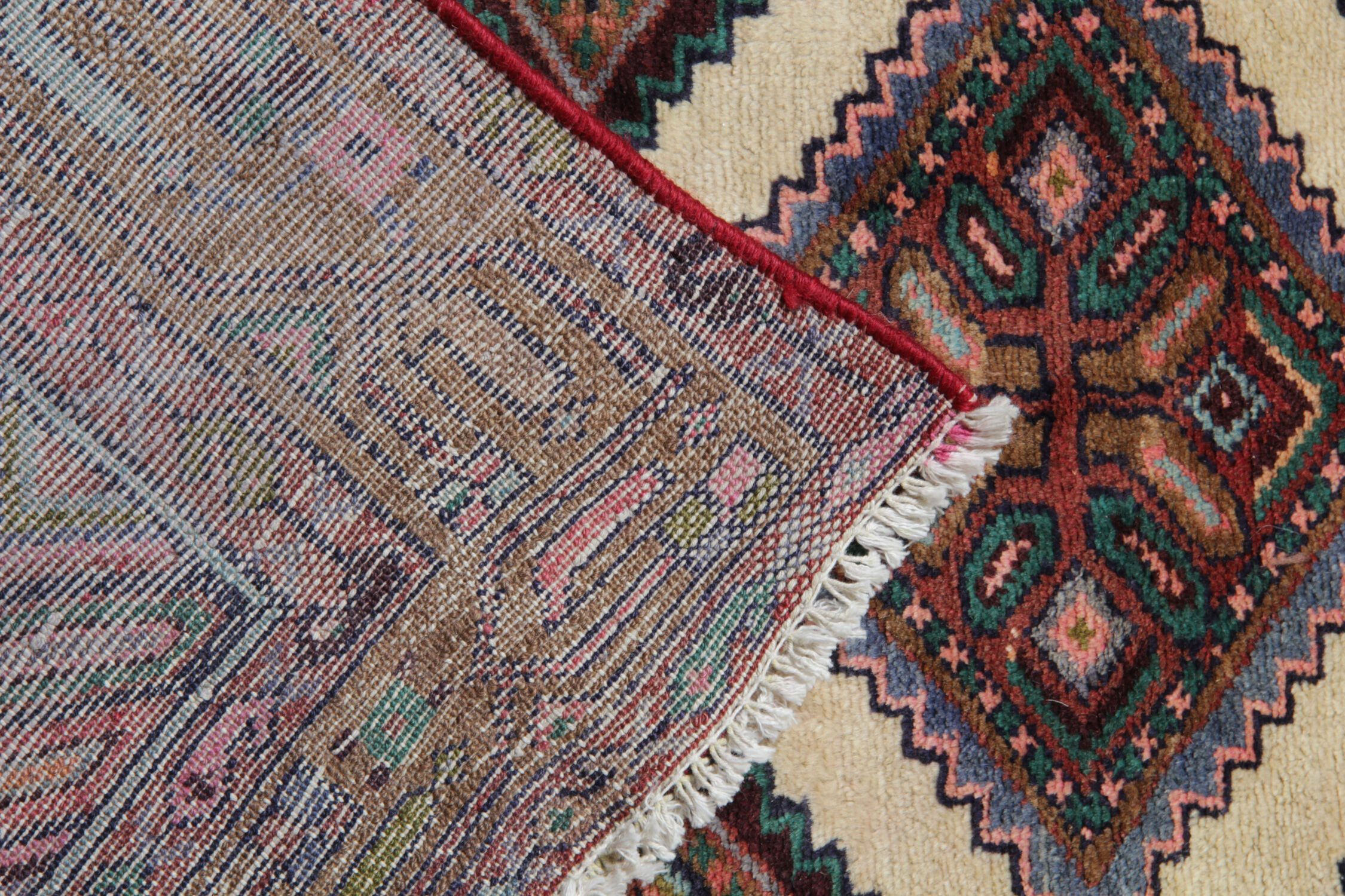 Handwoven Vintage Persian Rug Long Multi-coloured Wool Runner Rug
