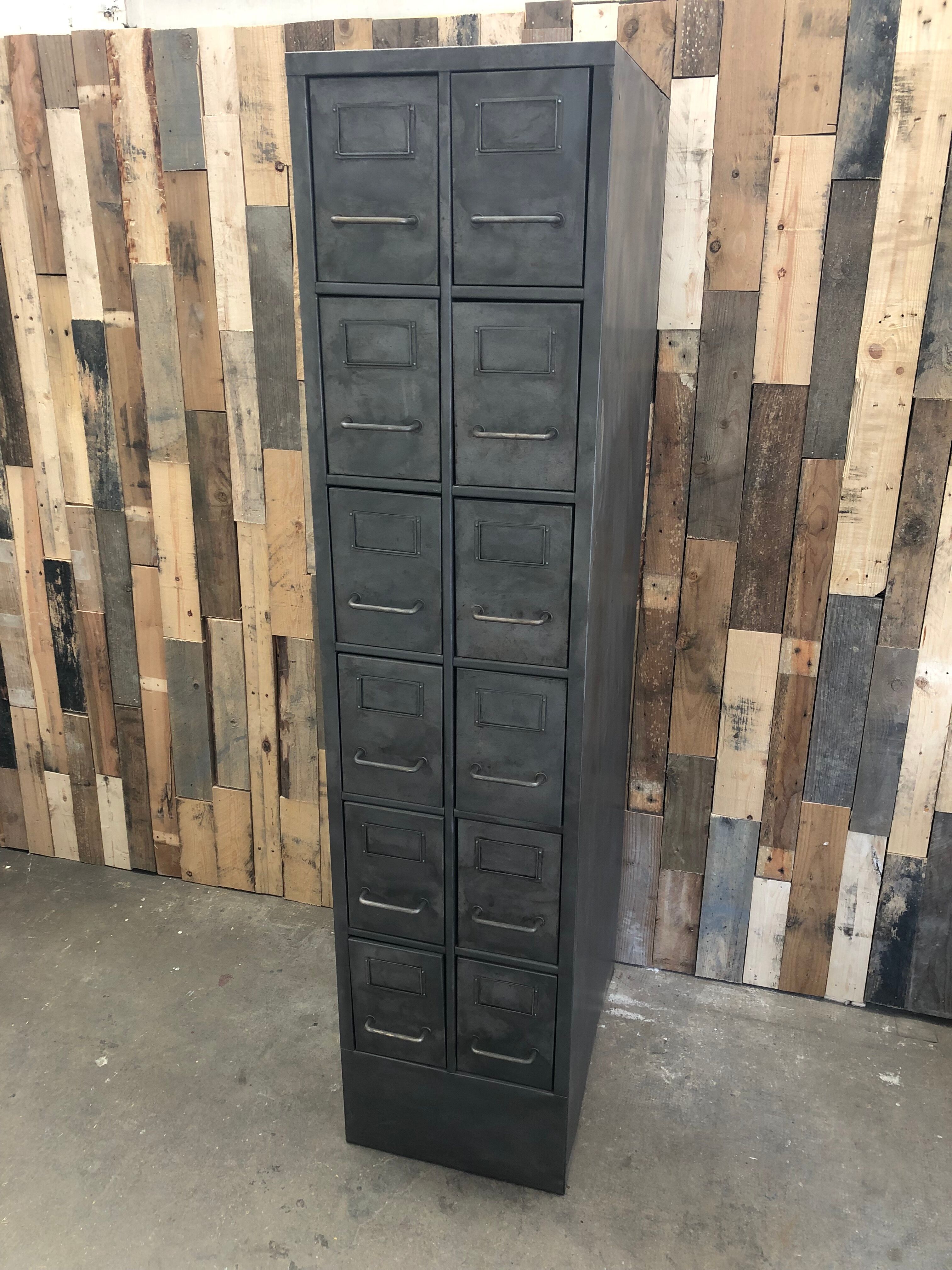 Industrial wine rack storage unit metal drawers column