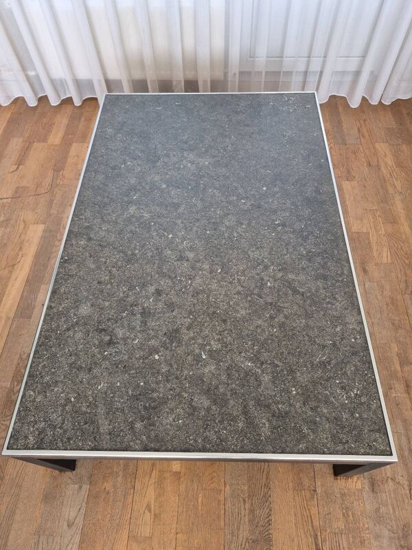 Table basse vintage en ardoise chromée 140 x 80 cm