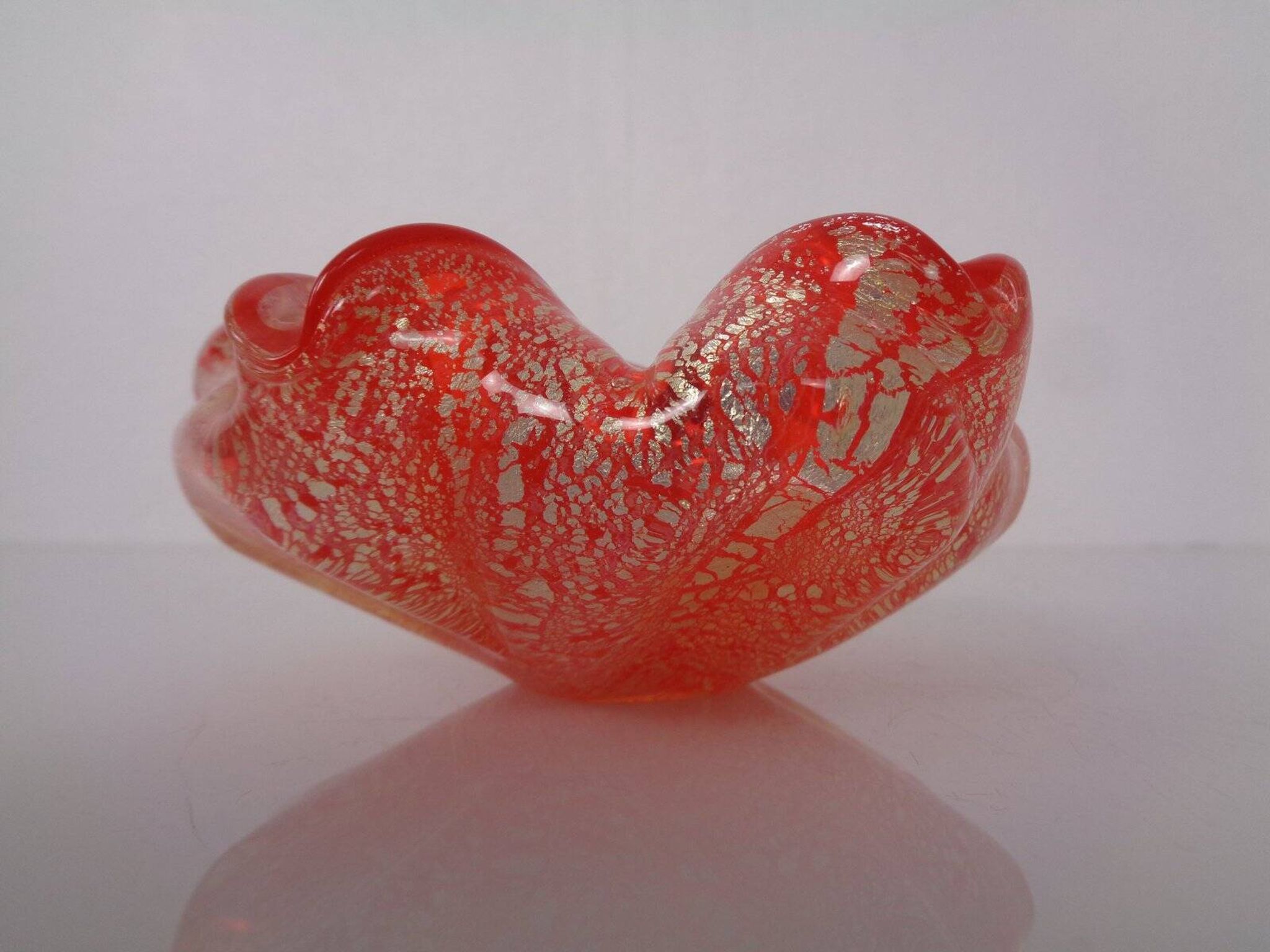 Red & Silver Murano Glass Ashtray by Barovier & Toso, Italy, 1960s