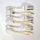 6 fourchettes à dessert modernistes en métal argenté chantourné DEETJEN